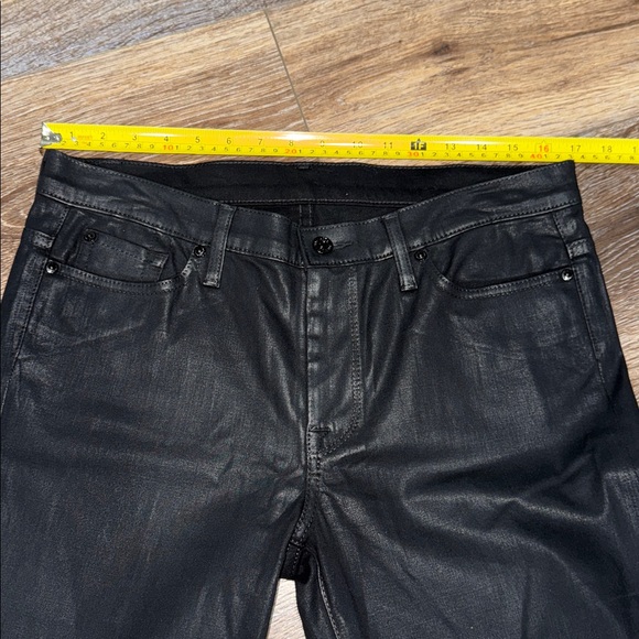 For All Mankind Womens High Rise Coated Slim Wide Leg Jeans Size 32 in Black🖤 - Picture 8 of 11